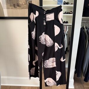 Elegant Black and Pink Wide-Leg Palazzo Pants